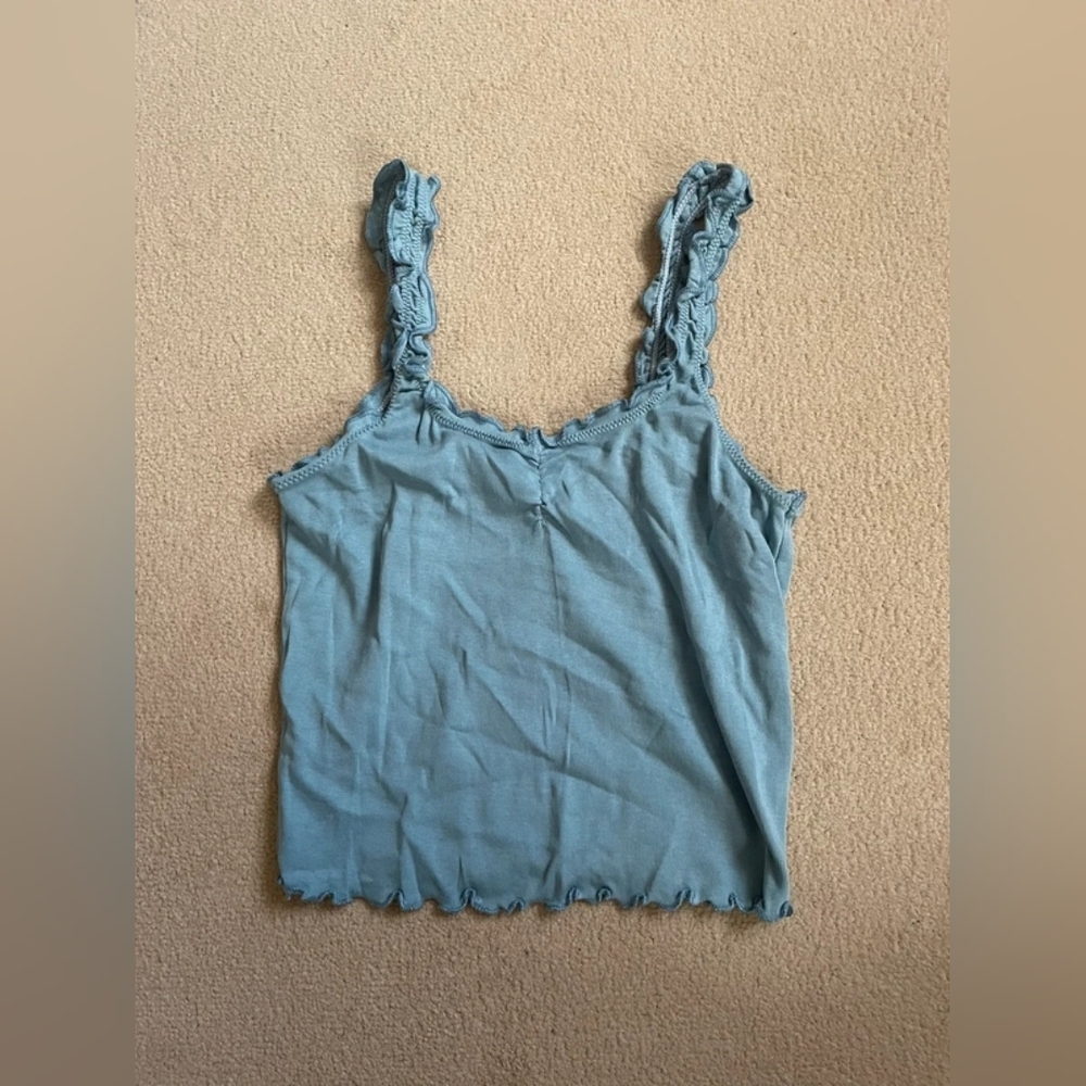 Topshop Blue Ruffle Strap Camisole